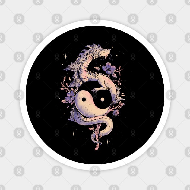 Dragon Flower - Cool Oriental Yin Yang Gift Magnet by eduely